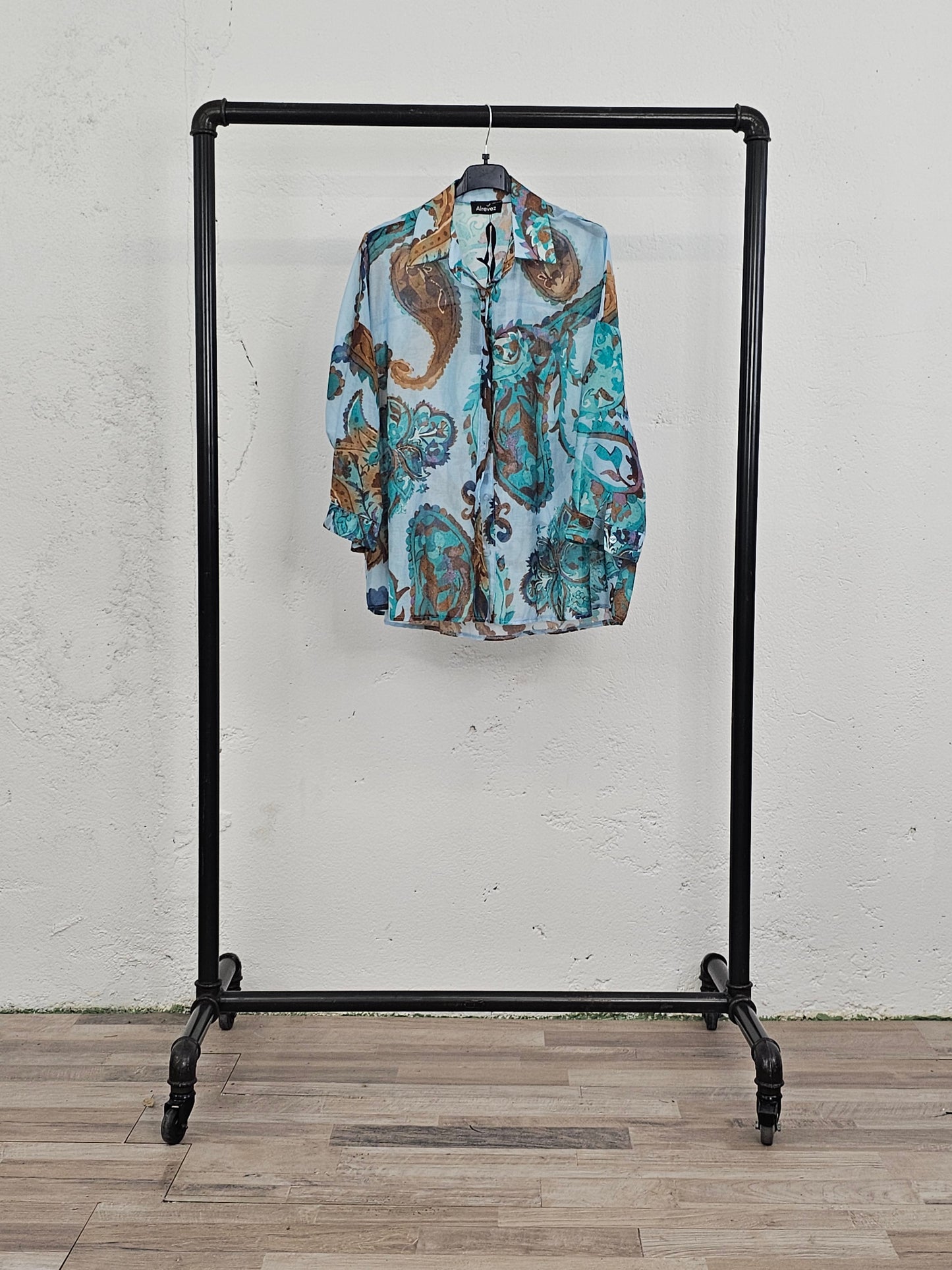 CAMICIA SETA TURCHESE