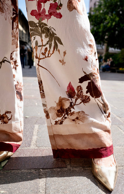Completo kimono più pantalone fiori
