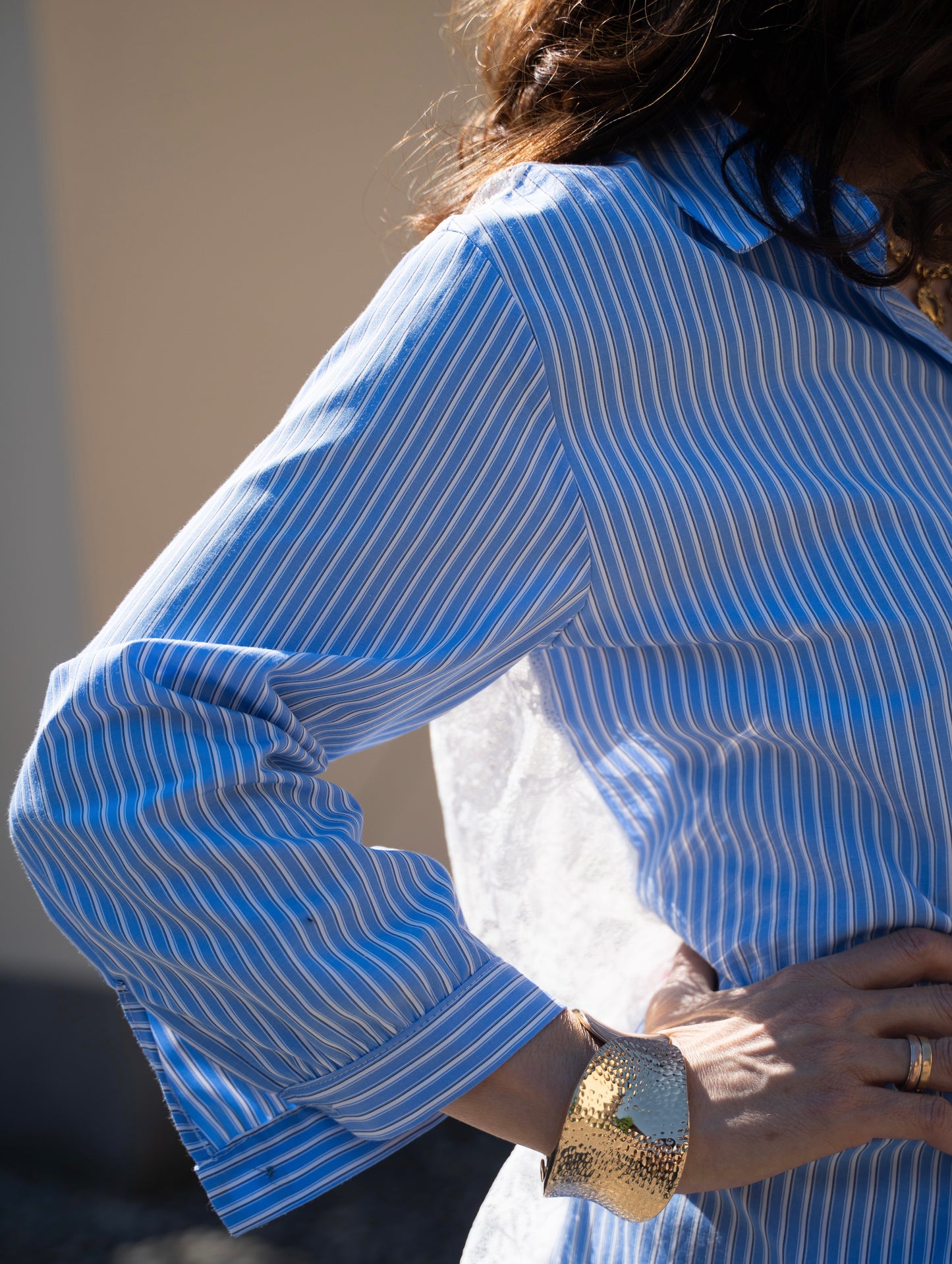 Camicia popeline riga pizzo retro