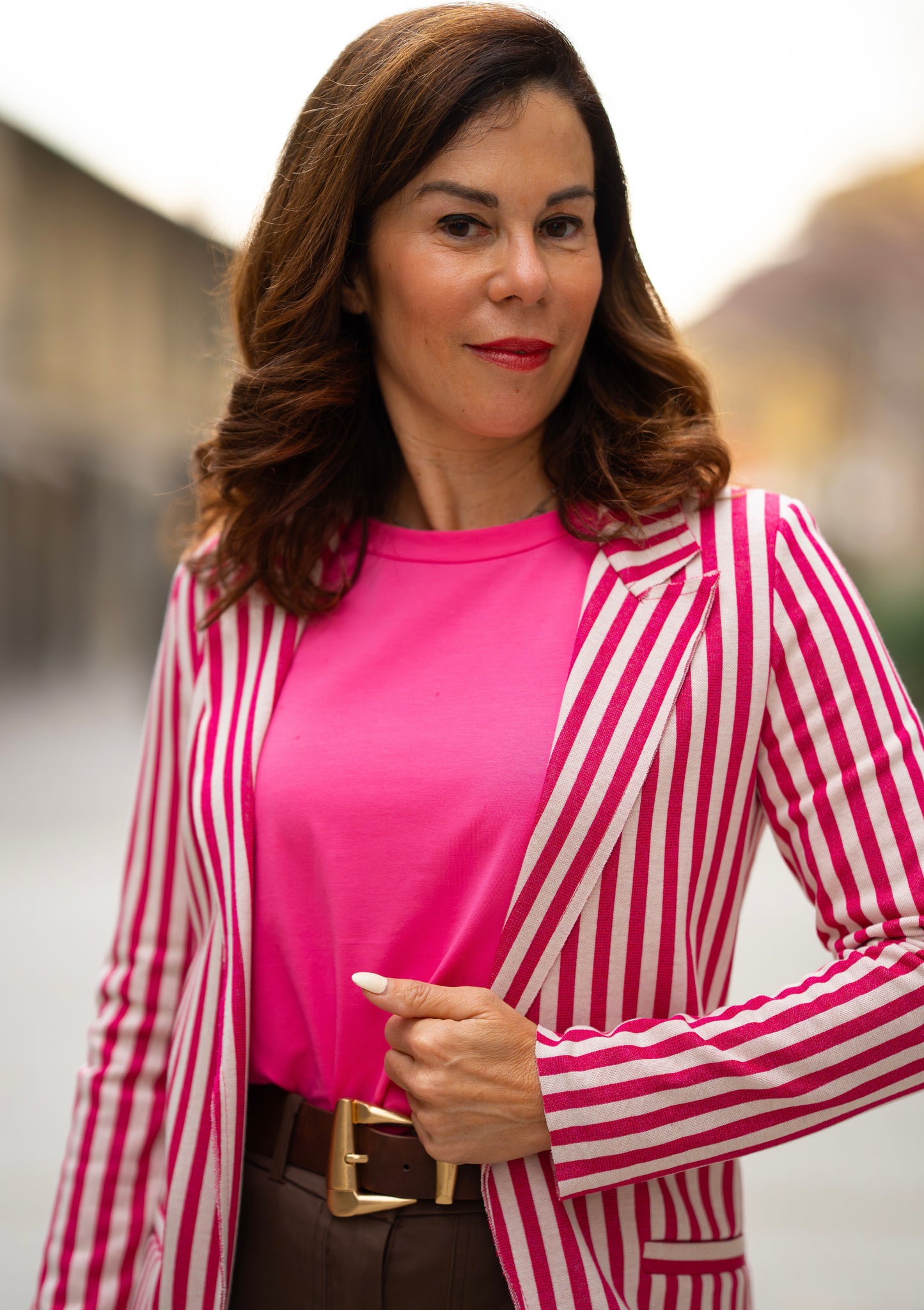 Blazer jacquard riga fuxia