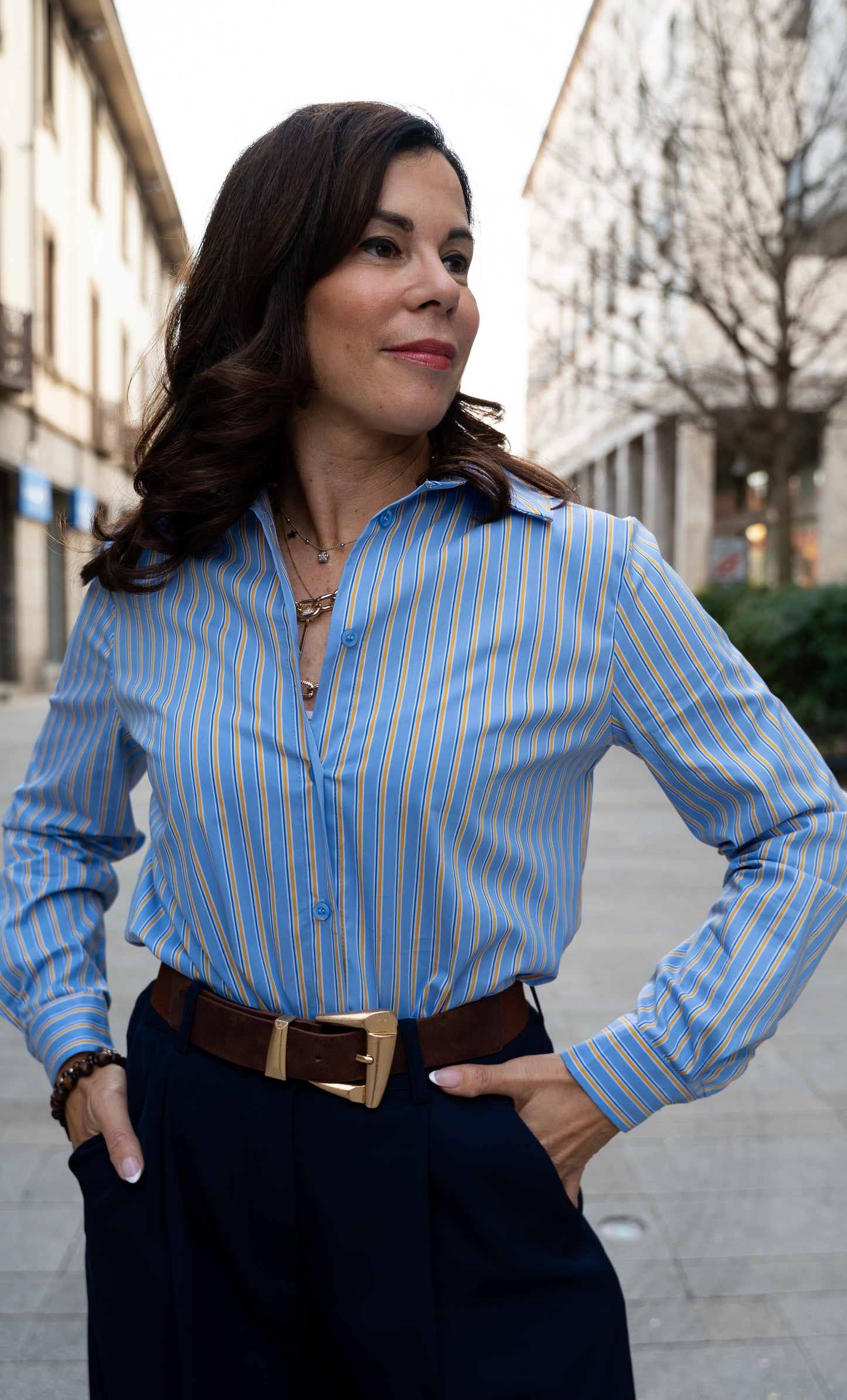 Camicia riga gialla