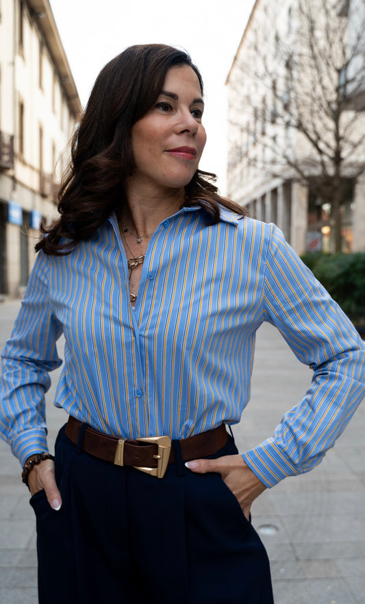 Camicia riga gialla
