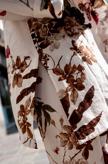 Completo kimono più pantalone fiori