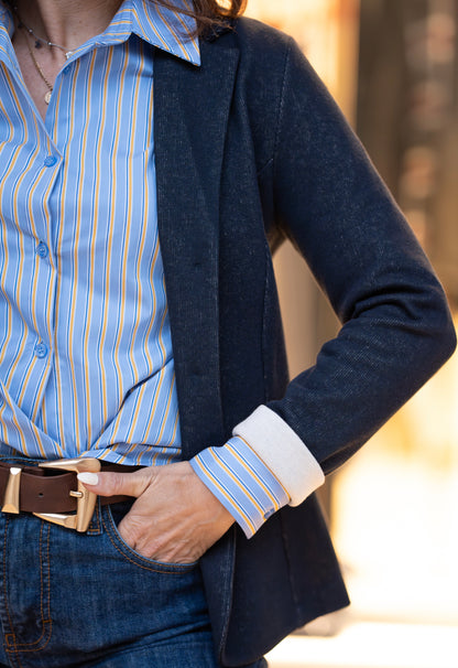 Giacca cotone blue/panna