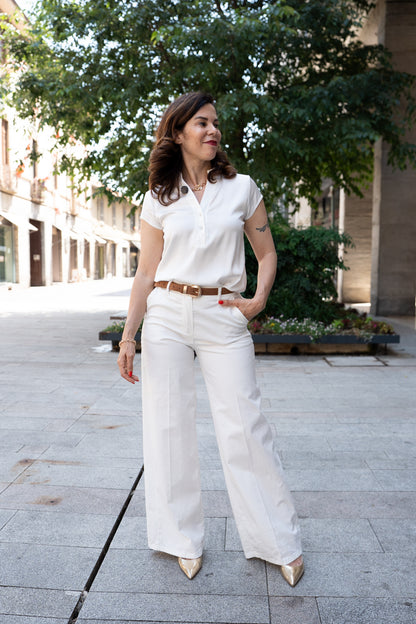 Camicia Polo raso di viscosa