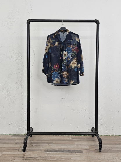 CAMICIA SETA BLU