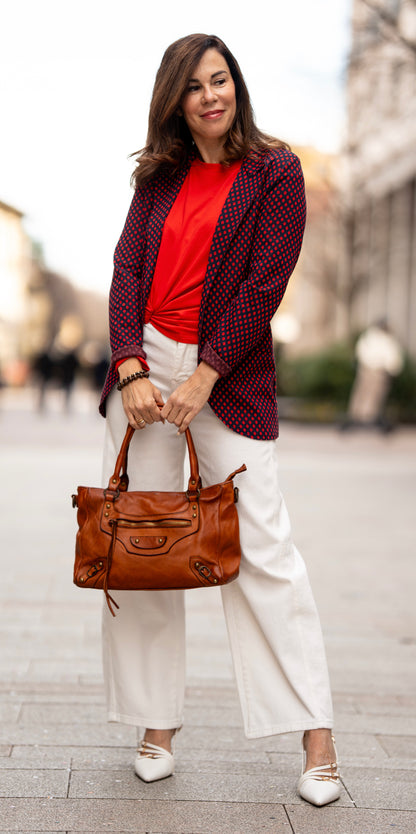 Blazer pois blu/rosso