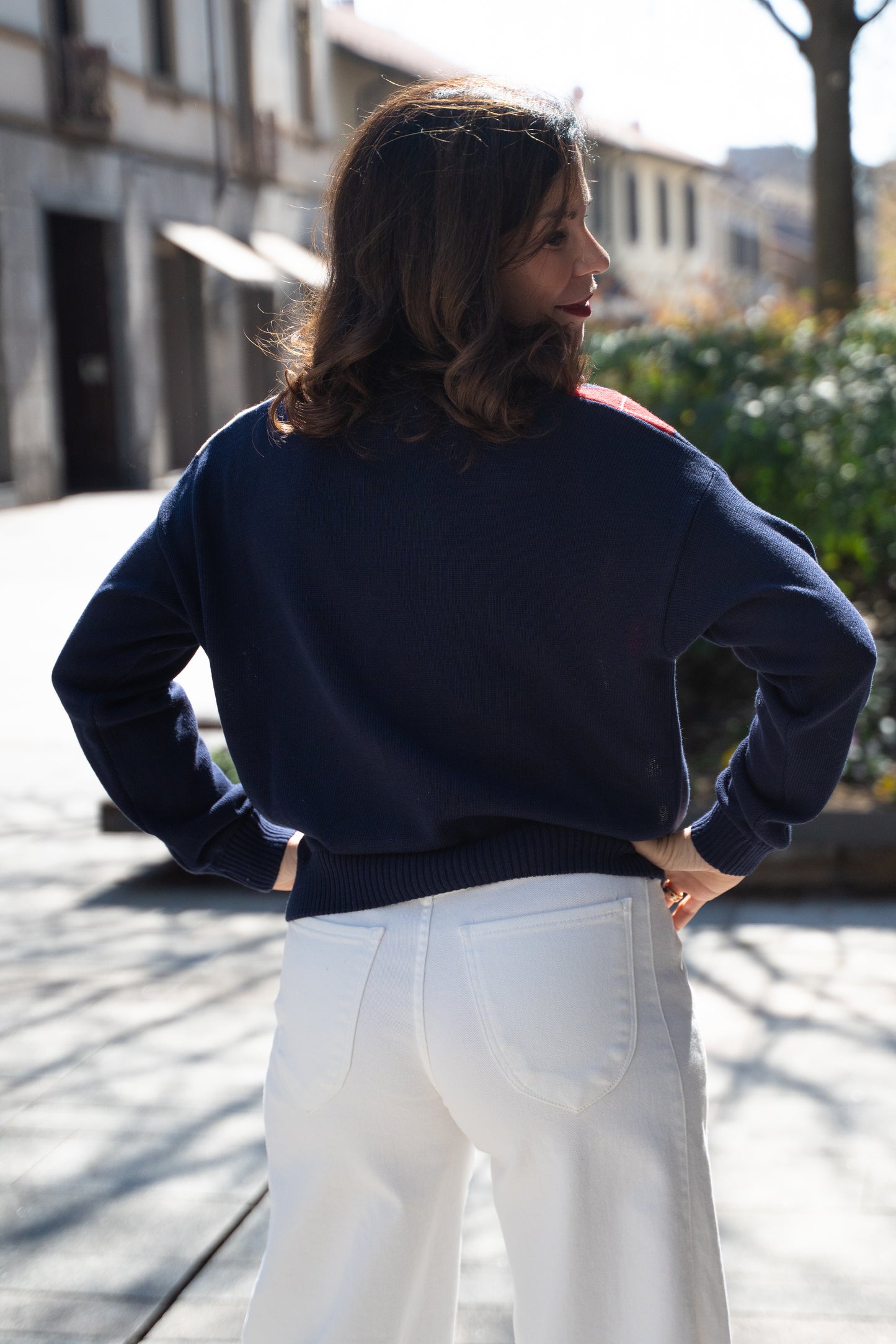 Cardigan rombi blue /rosso