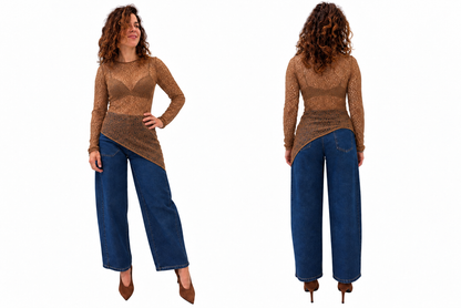 Maglia pizzo asimmetrica