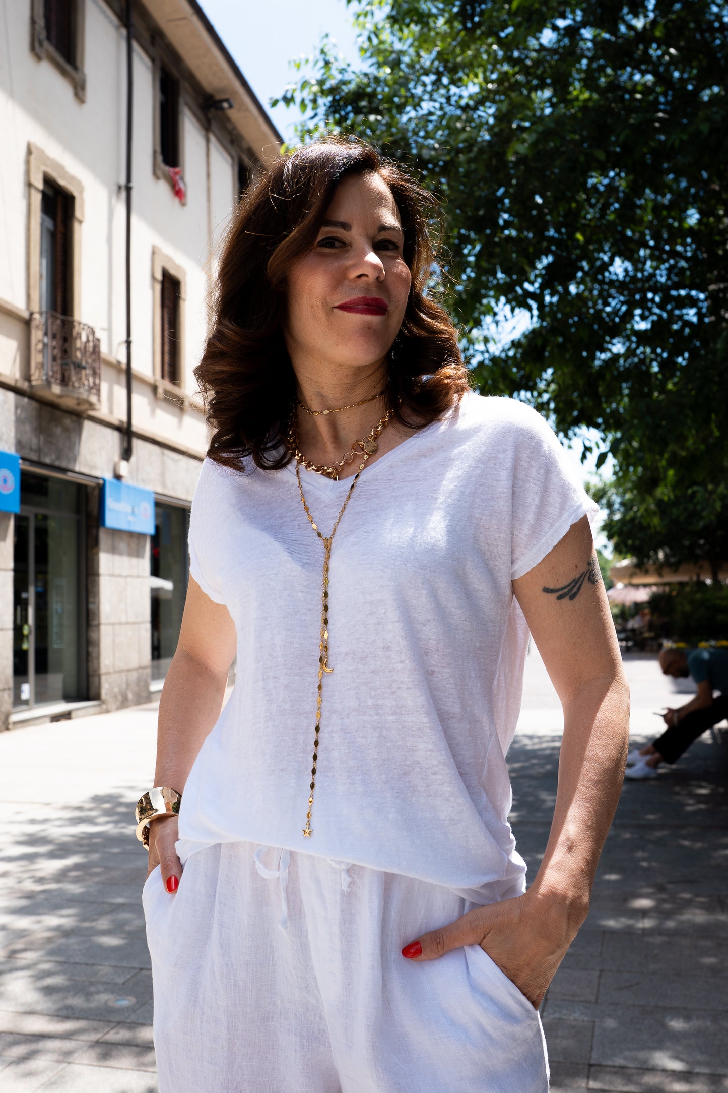Maglia a V in lino
