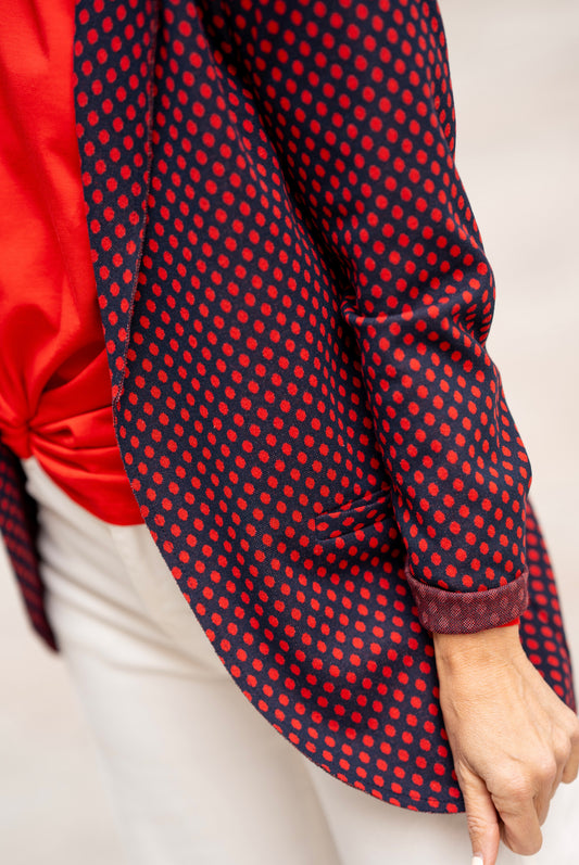 Blazer pois blu/rosso