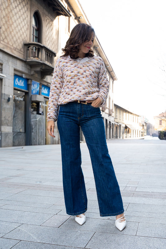 Maglione binario scollo a V