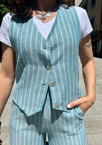 Gilet gessato lino