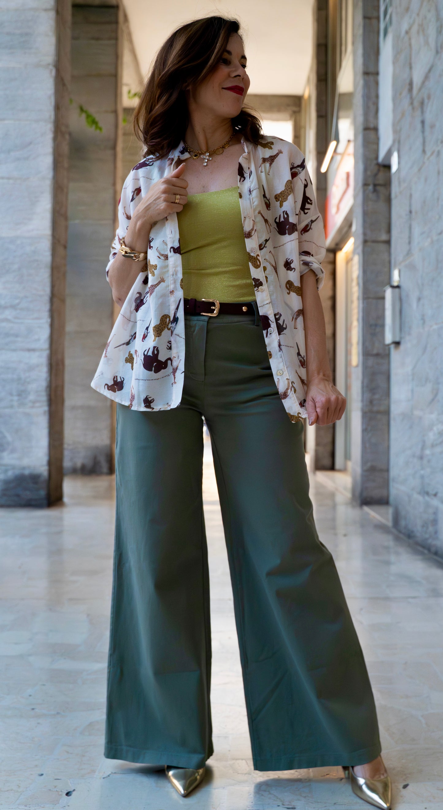 Pantalone palazzo verde