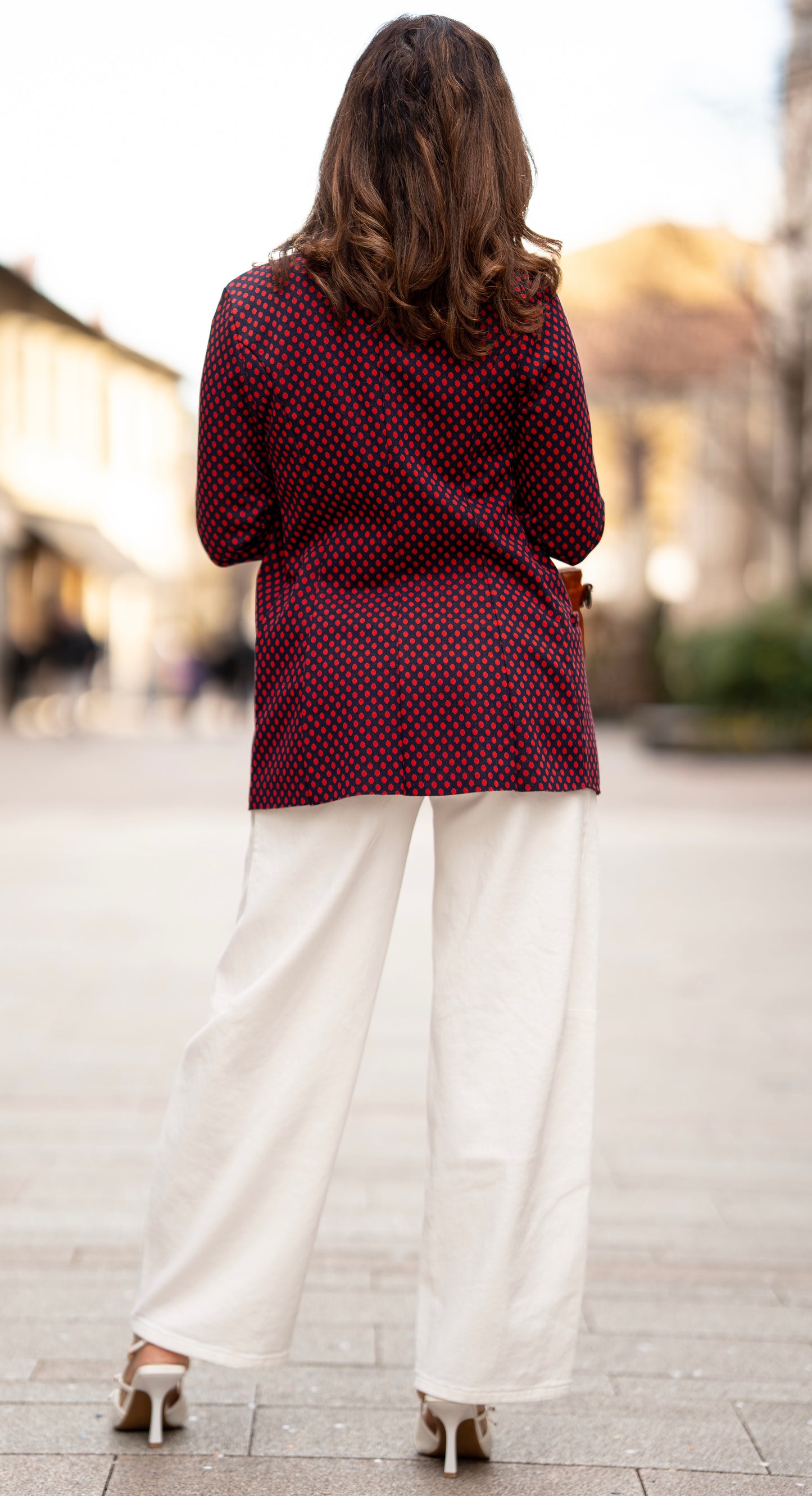 Blazer pois blu/rosso