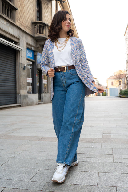 Blazer jacquard fantasia azzurra