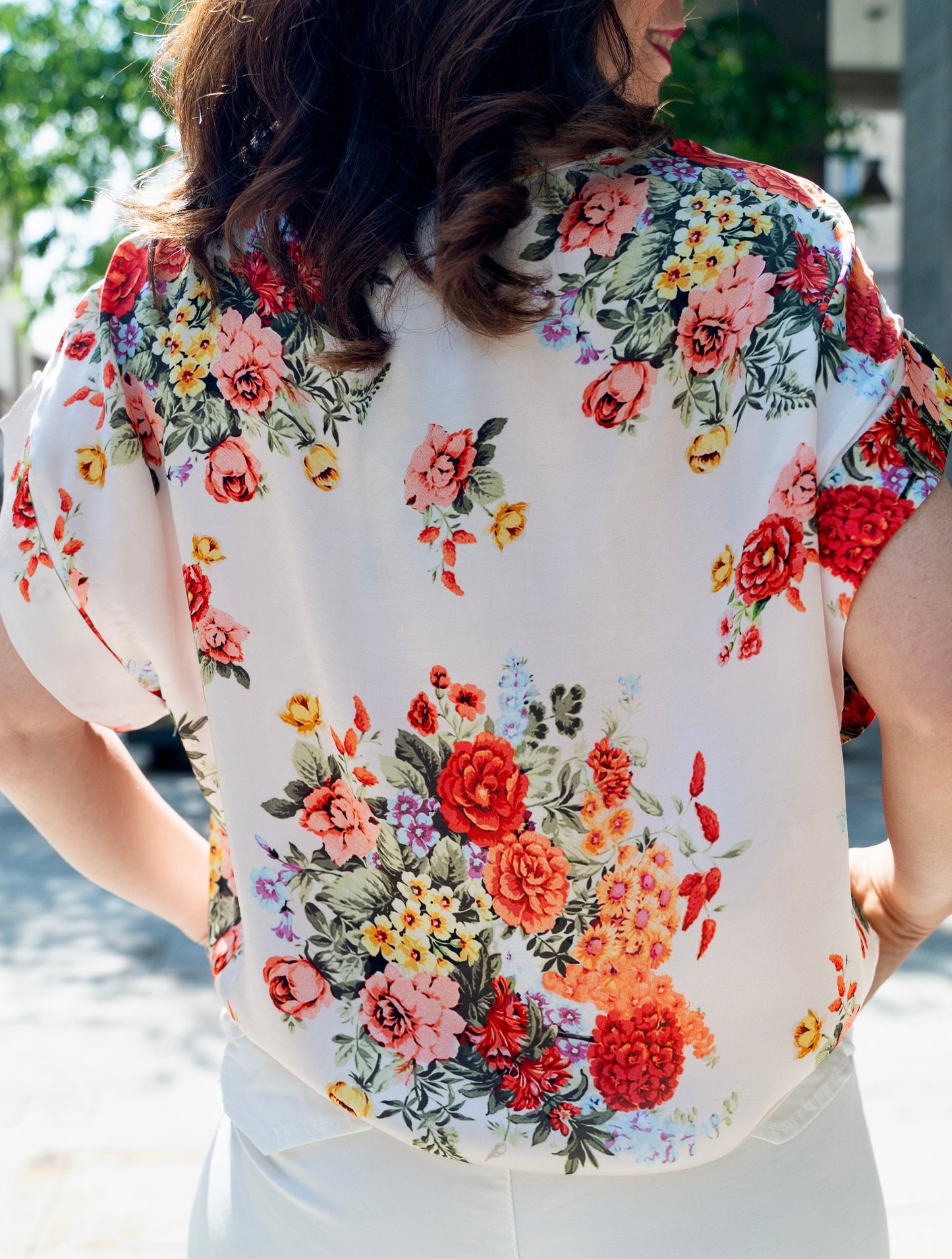 Blusa fiori raso di viscosa