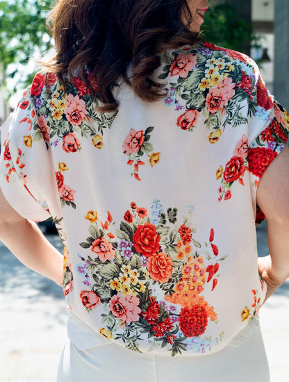 Blusa fiori raso di viscosa
