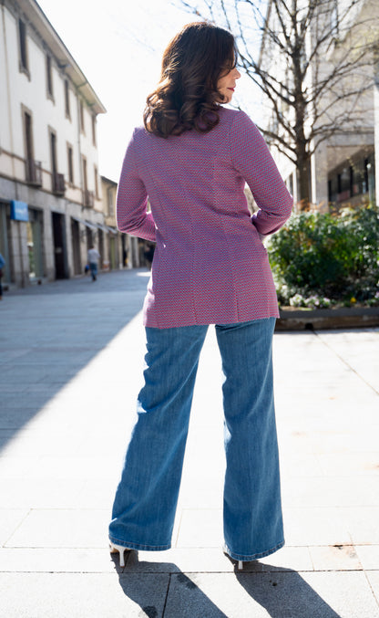 Blazer fantasia laser ciclamino /turchese