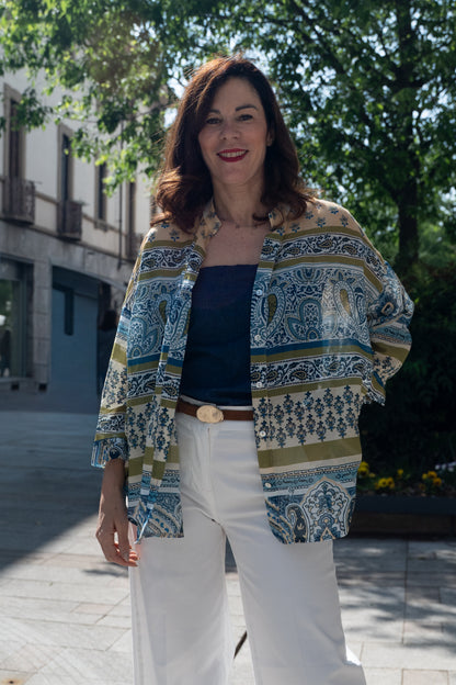 Camicia cotone /seta fant blue
