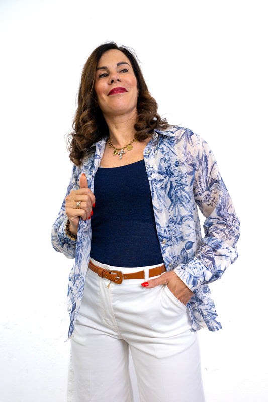 Camicia fant blue cotone/seta