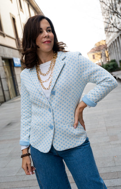 Giacca cotone fantasia azzurra