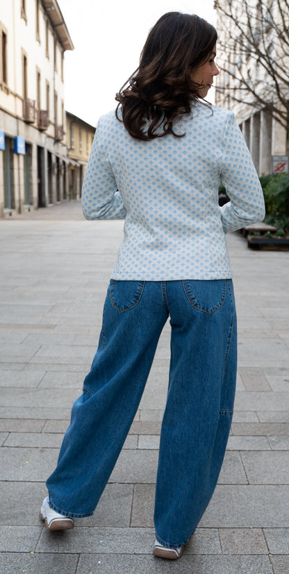 Giacca cotone fantasia azzurra