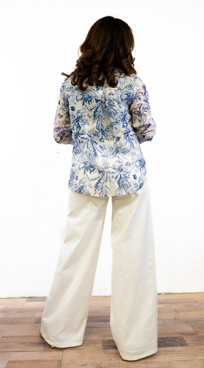 Camicia fant blue cotone/seta