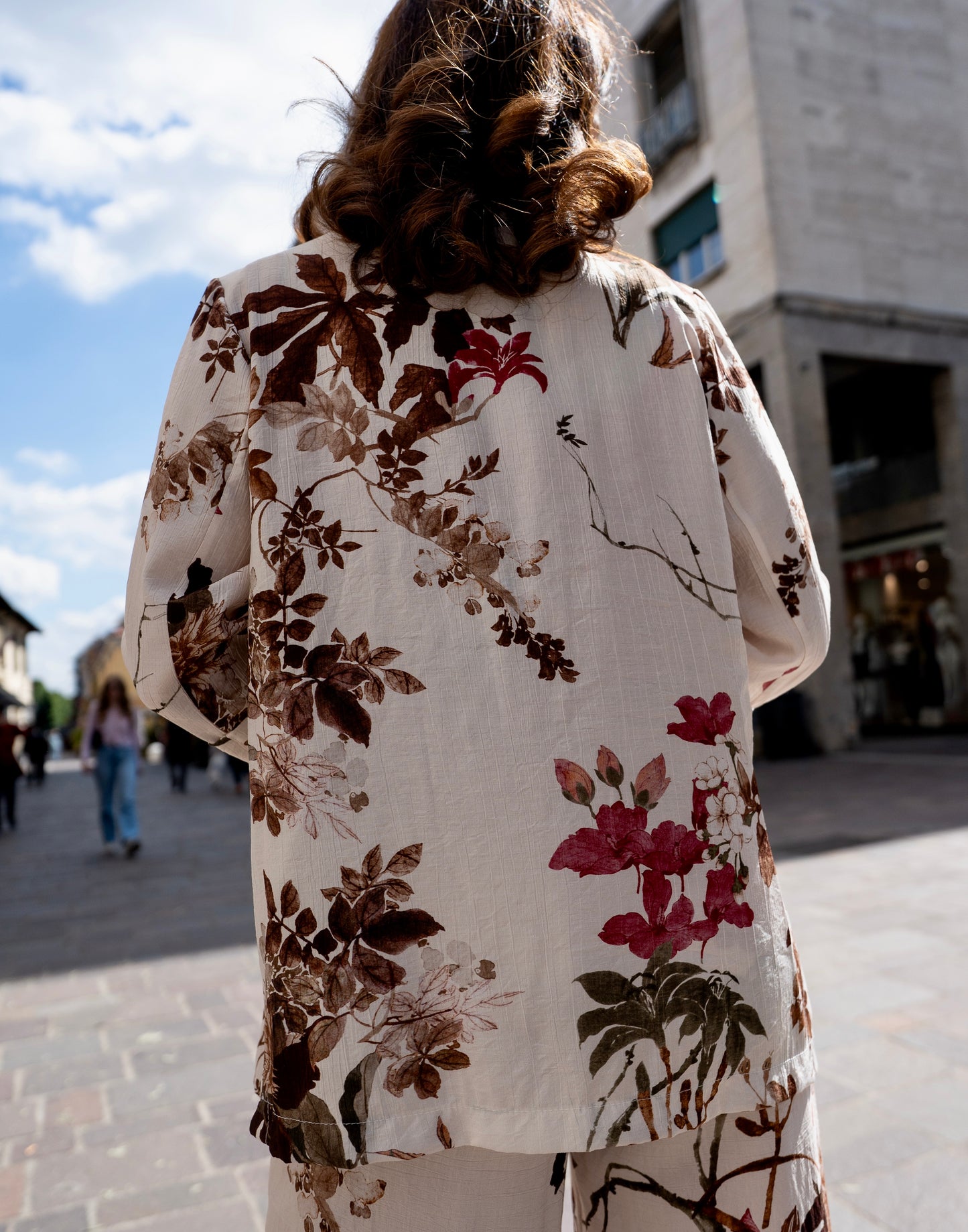Completo kimono più pantalone fiori