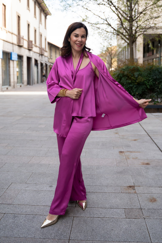 Kimono raso di viscosa ciclamino