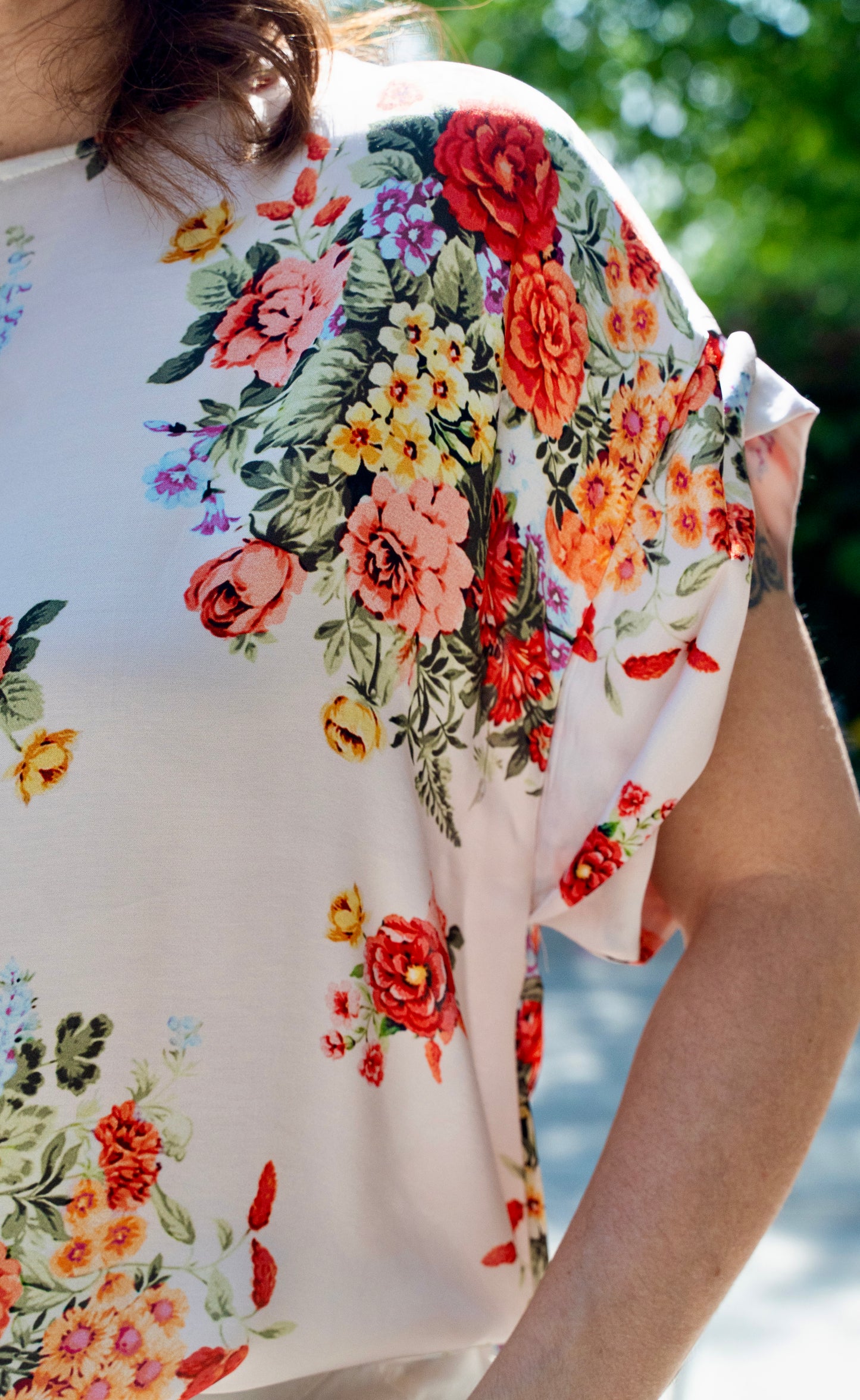 Blusa fiori raso di viscosa
