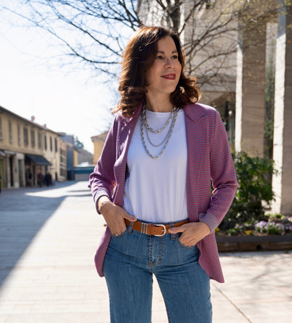 Blazer fantasia laser ciclamino /turchese