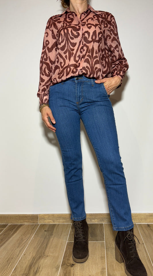 CAMICIA FANTASIA ROSA/MORO